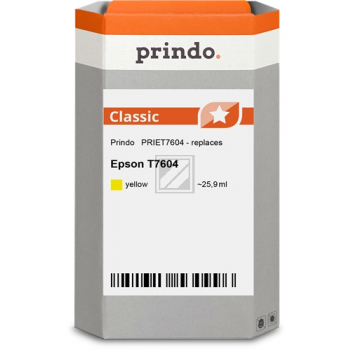 Prindo Tintenpatrone (Classic) gelb (PRIET7604) ersetzt T7604