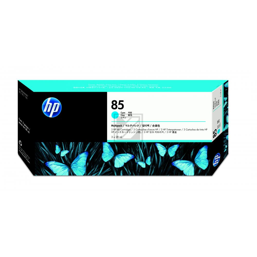 HP Tintenpatrone 3 x cyan (C9431A, 85)