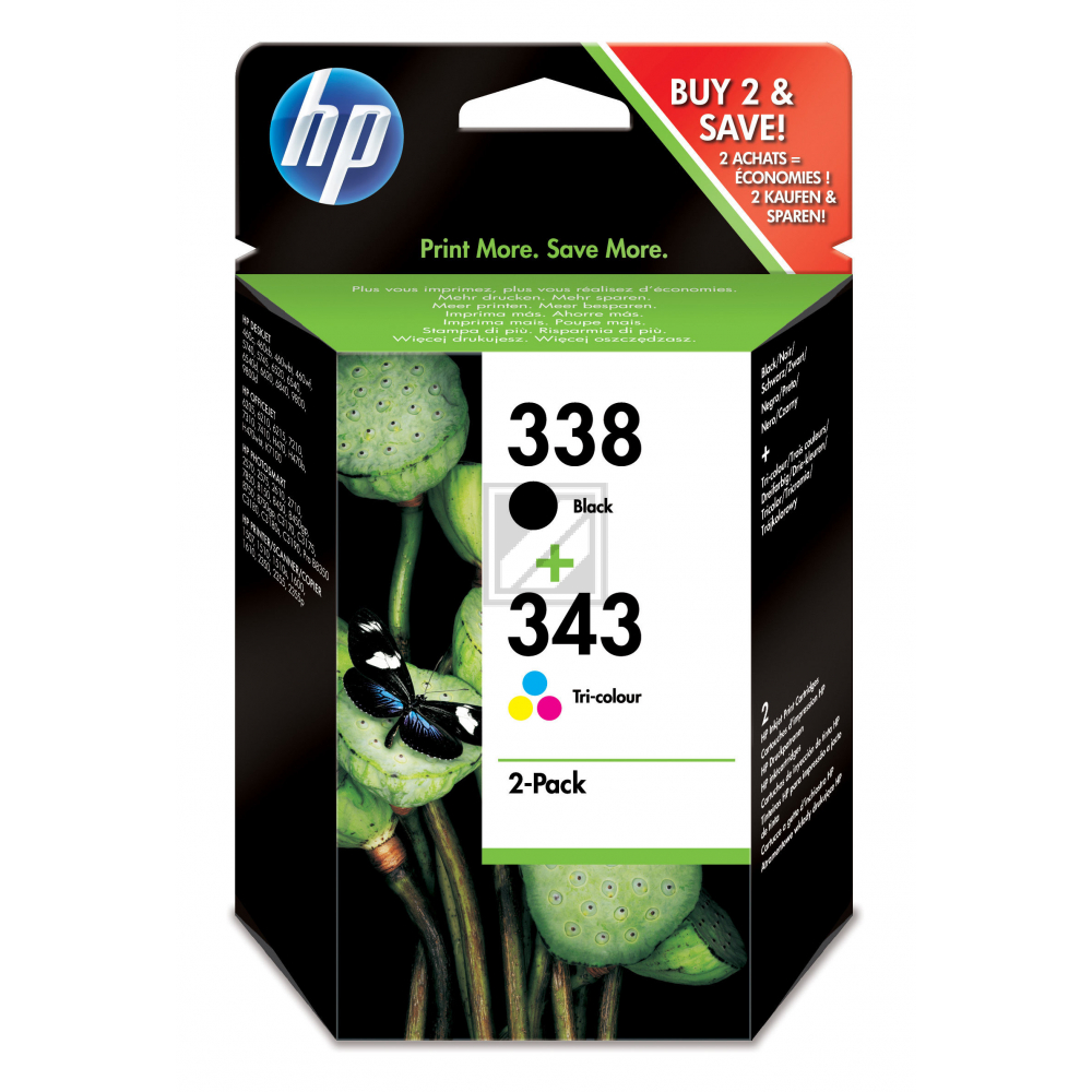 HP Tintenpatrone cyan/gelb/magenta, schwarz (SD449EE, 338, 343)