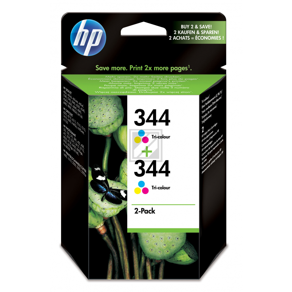 HP Tintenpatrone 2 x cyan/gelb/magenta HC (C9505EE, 344)